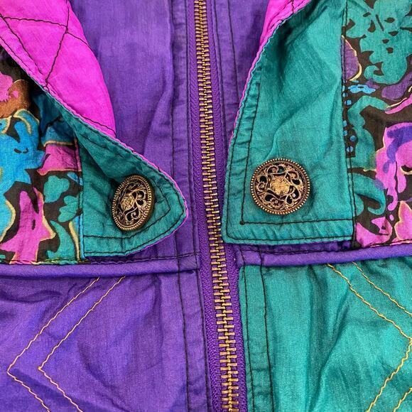 Vintage 1980s J Gallery Purple and Green Light Jacket‎ Size Medium - Picture 5 of 12